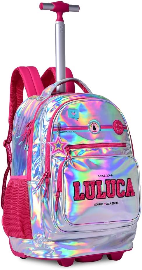 MOCHILA LANCHEIRA E ESTOJO LULUCA KIT ESCOLAR HOLOGRÁFICO