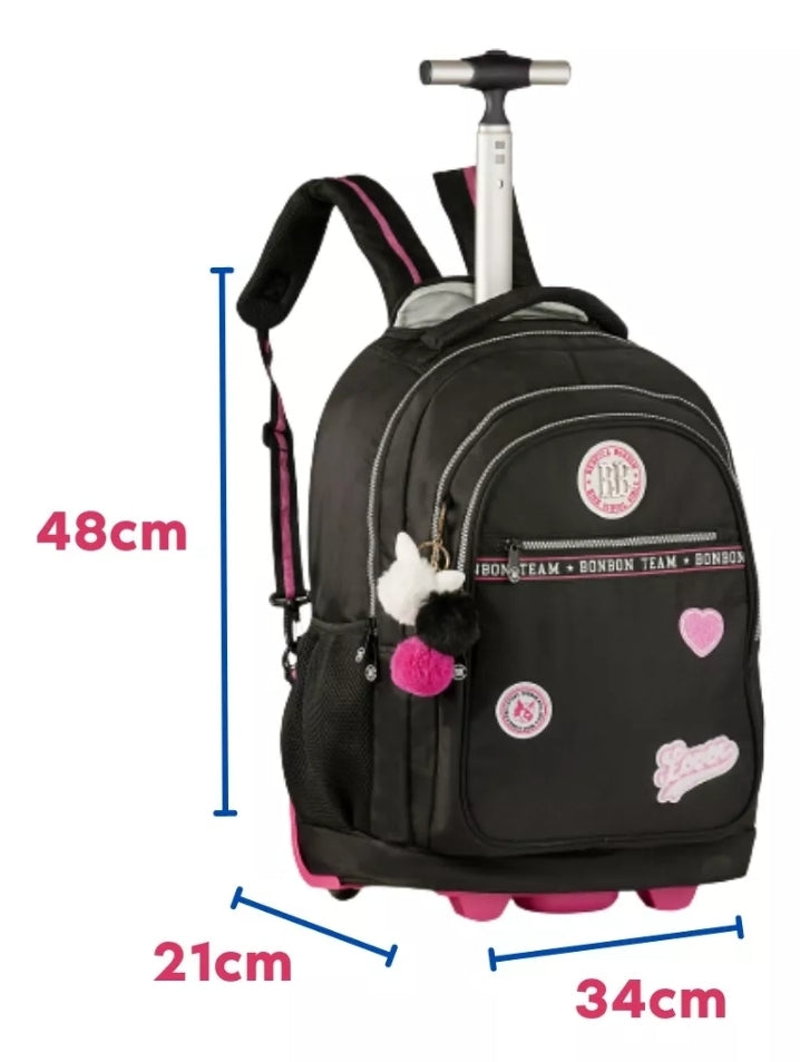 Kit Mochila de Rodinha + Lancheira + Estojo